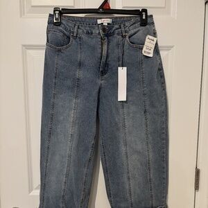 Vigoss Wide Legged Seamed Front Cuff Jeans